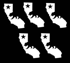 Set of 5 – California Republic Cali State Cali Bear Decal Sticker 4″ Model #5ST