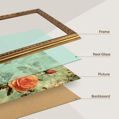 Poster Frame Ornate Bronze, Horizontal and Vertical Wall Display With Real Glass