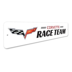 Corvette Race Team Sign Man Cave Chevy Garage Metal Personalized Wall Decor