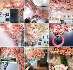 US STOCK Artificial Cherry Blossom Tree Sakura Tree Decor Cherry Blossom Vines