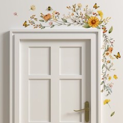 Floral Wall Stickers Door Decals Home Decor PVC Flower Butterfly for Bedroom