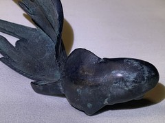 Vintage Cast Bronze Goldfish Koi Sculpture Paperweight Zen Garden Pond Decor EUC