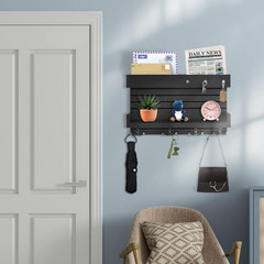 Key Holder for Wall Decorative Wall Mounted Mail Holder with 4 Key Hooks, Wooden