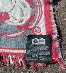 Goodwin Weavers Tapestry Throw Blanket Fruit Label 48×56 USA 100% Cotton Fringe