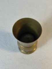 Vintage Indian Brass Etched Goblet Vase Floral Enamel Decor India 4.5”