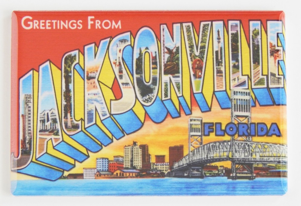 Greetings from Jacksonville Florida FRIDGE MAGNET travel souvenir