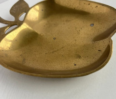 Solid Brass Apple Dish India Vintage Trinket Tray Fruit Decor 6in Mid Century 6″