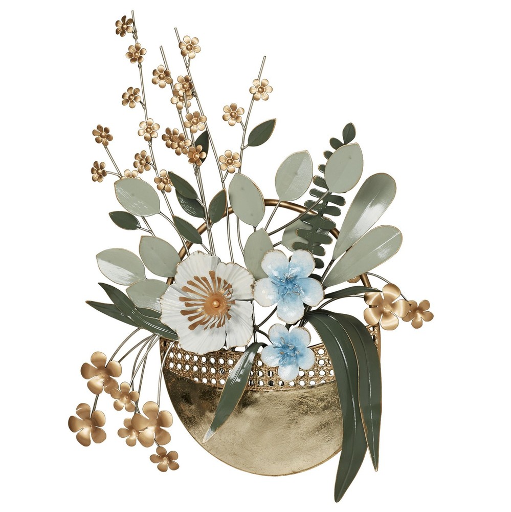 Pocket of Posies Floral Dimensional Metal Wall Art Gold/Green