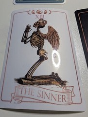 THE SINNER tarot ‘card’ die-cut printed vinyl sticker black or white