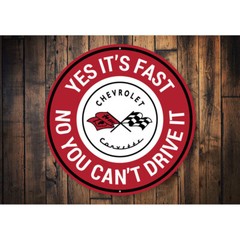 Chevy Corvette Yes It’s Fast Car Sign, Garage Aluminum Sign