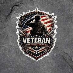 Veteran Sticker Vinyl Decal American Flag Military Service Patriotic Hero USA