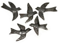 Metal Birds (Set of 5) Handmade, Fair Trade, Recycled Haitian Wall Décor 4″x5″