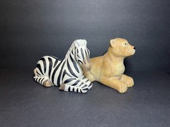 Vintage Set of 2 K’s Collection Ceramic Safari Zebra & Lioness Animal Figures
