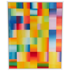 1- Panel Geometric Ombre Square Pop Art Framed Wall Art with White Frame 41 In.