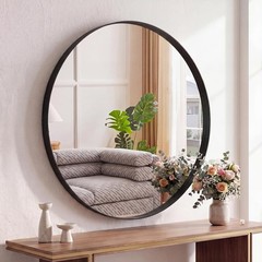 20/24/28/30″ Round Wall Mirror w/Metal Frame,Bathroom Wall Mounted Circle Mirror