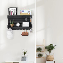 Key Holder for Wall Decorative Wall Mounted Mail Holder with 4 Key Hooks, Wooden
