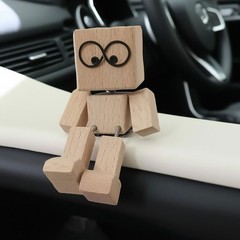 Wooden Man Figurine Shaking Wooden Man Figure Decoration Desktop KU