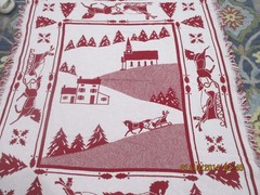Fieldcrest Christmas Lap Blanket 50×60 Fringed Ends 100% Cotton