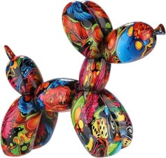 Graffiti Balloon Dog Statue, Modern Pop Art Sculpture, Multicolor Resin Home Dec