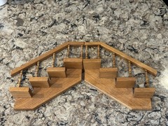 Vintage Handmade Stair Step Shelf Staircase Set Of 2 Trinkets Figures Spindles