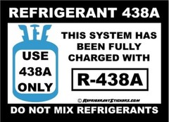 Refrigerant Retrofit Stickers X10- Properly Label Unit After Converting to R438A