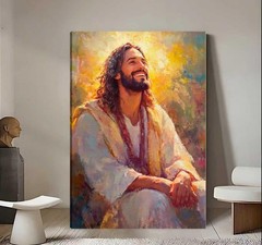 Jesus Smile Canvas Wall Art Winter Christian Painting Poster Christian Wall D
