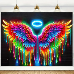 Blacklight Tapestry Angel Wings Glow in the Dark Poster 78X59 Inch