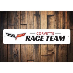 Corvette Race Team Sign Man Cave Chevy Garage Metal Personalized Wall Decor