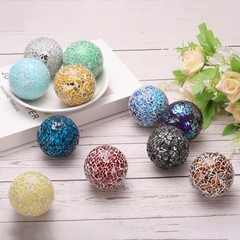 3Pcs Decorative Glass Balls 2.36 Inch Orbs Centerpiece Balls Bright Blue