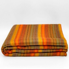 SOFT&WARM GOLDEN ORANGE SUMMER STRIPED ALPACA LLAMA WOOL BLANKET QUEEN BED SOFA