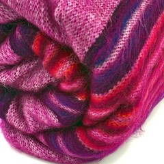 SOFT & WARM PURPLE FUCHSIA STRIPED ALPACA LLAMA WOOL BLANKET PLAID QUEEN