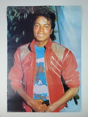 Vintage 1984 Michael Jackson Wall Poster Red Thriller Jacket Young Michael 24×16