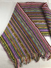 Handmade knit Rainbow Shawl Wrap Multicolor Boho Festival 26×96