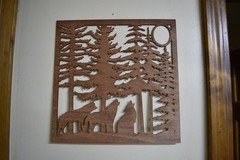 Wood Laser Cut 3 Wolves Howling Nature Decor Sign – Rustic Wall Art Wolf