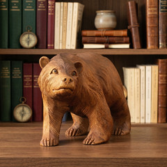 11″ Wooden Hand Carved Bear Statue Handmade Figurine Sculpture Lodge Cabin Wood