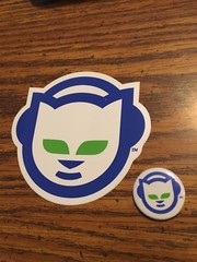 Original Napster Logo Sticker Vinyl Decal – 3.5″ x 3.25″ with Bonus lapel pin!!