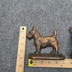 Vintage Scottish Terrier Scottie Dog Bookends Pair Cast Metal Bronze Finish VTG