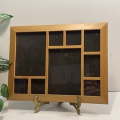 Vintage Oak Wood Collage Horizontal Wall Picture Frame, 9 Openings, 10.5×14