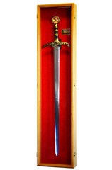 Vertical Sword Display Case Cabinet Wall Rack Claymore Long Swords Medieval 54″
