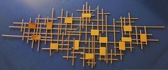 3D Effect Abstract Metal Wall Sculpture Hanging Decoration Metallic Gold 120cm