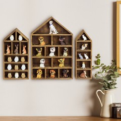 Neuxi House-Shaped Wooden Shadow Cubby Box Display Shelf Organizer, Set of 3