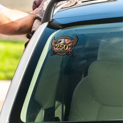 USA 250 Anniversary Bald Eagle Patriotic Vinyl Sticker Decal Car Window (3″x3″)