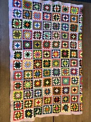 Vintage Granny Square Crochet Afghan Throw Blanket 45″ x 57″