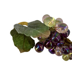 Vintage Lucite Iridescent Multicolor Grape Cluster Sugared Leaves 8″