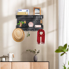 Key Holder for Wall Decorative Wall Mounted Mail Holder with 4 Key Hooks, Wooden