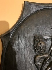 Awesome Vintage Warrior Knight MCM Black Shield Resin Large Wall Art Plaque