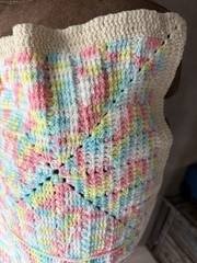 Vintage Handmade Pastels Crochet Afghan Granny Square Blanket 76″ x 60″