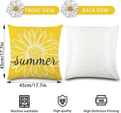 4 Pack Summer Daisy Pillow Covers Decor 18×18 Inch Hello Summer Sunshine Yellow