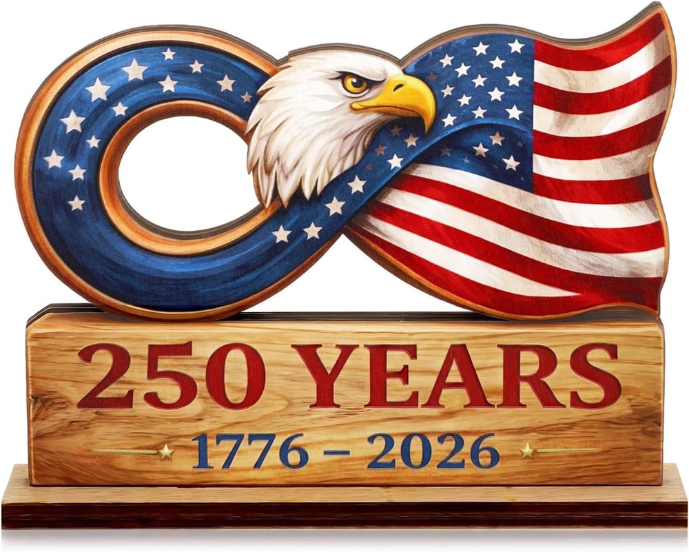 8 Inch 250 Years Anniversary Table Decorations 250th Years Wooden Sign American