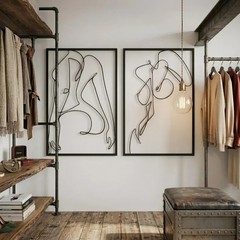 Minimalist Female Body Metal Wall Art Set of 2 Feminine Line Art Bedroom Decor